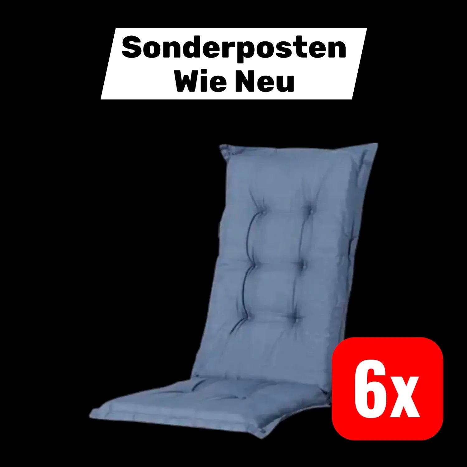 B-Ware Basic Hochlehnerauflage Sitzpolster Gartenstuhlpolster Blau 123x50x7 6 Stück - 8713229115319
