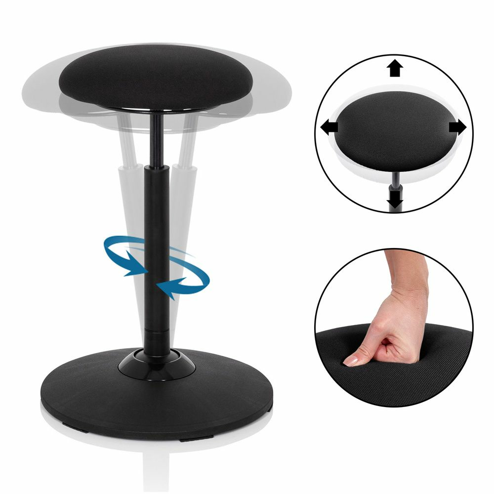 B-Ware Hocker Stehhocker Balance Sit Stoff Schwarz Bürostuhl Schreibtisch Stehhilfe  - 4251084676575