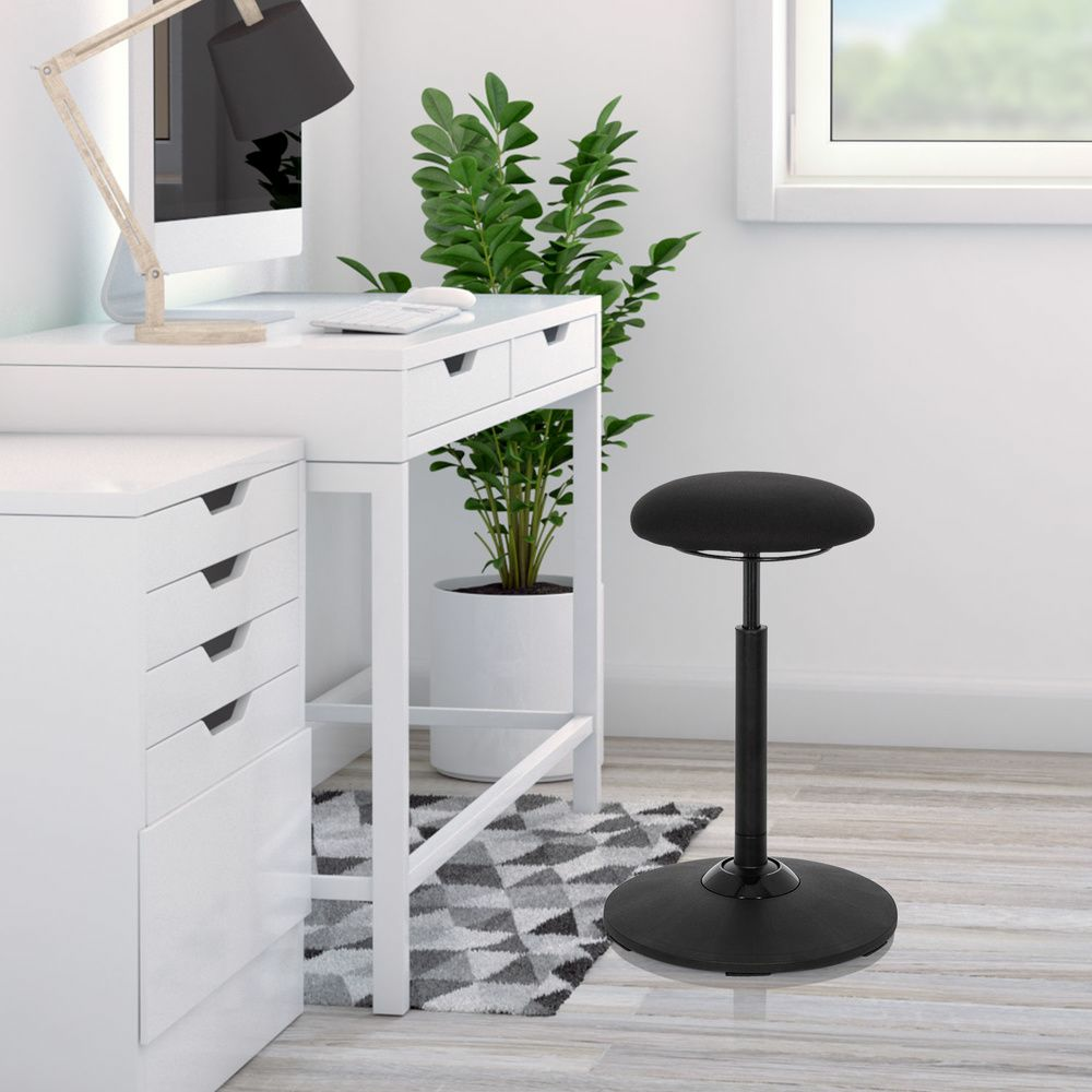 B-Ware Hocker Stehhocker Balance Sit Stoff Schwarz Bürostuhl Schreibtisch Stehhilfe  - 4251084676575