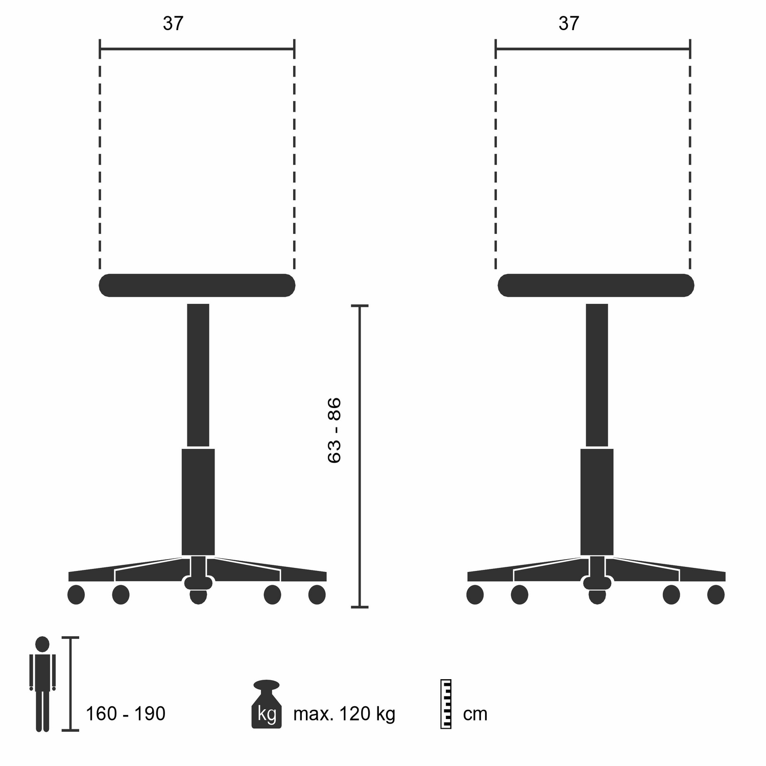 B-Ware Hocker Stehhocker Balance Sit Stoff Schwarz Bürostuhl Schreibtisch Stehhilfe  - 4251084676575