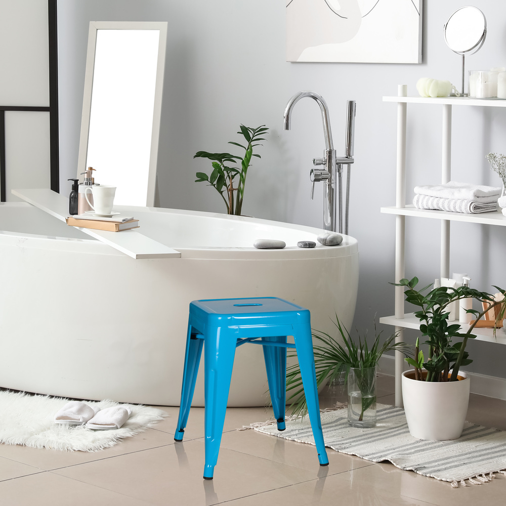 B-Ware Hjh Office Hocker Sitzgelegenheit Barstuhl Vantaggio Metallic Hellblau Stapelbar - 4251084662264