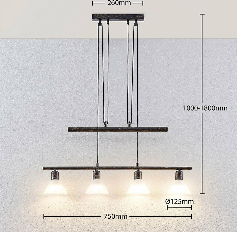 Lindby Höhenverstellbare Pendelleuchte Delira Pendelleuchte Lampe Licht 4-fl 285 - 4251096563016