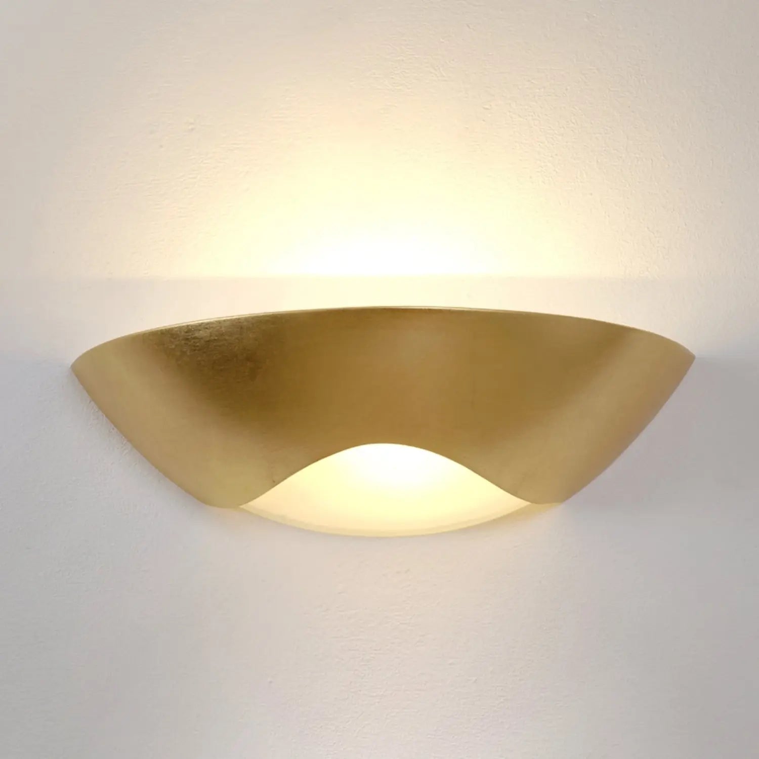 B-Ware Holländer Wandleuchte Wandlampe Matteo Curve Blattgold Glas Keramik Weiß R7s Led - 4250151324692