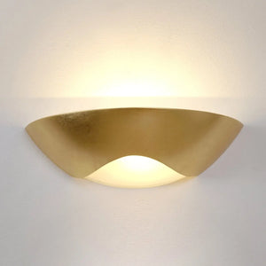 B-Ware Holländer Wandleuchte Wandlampe Matteo Curve Blattgold Glas Keramik Weiß R7s Led