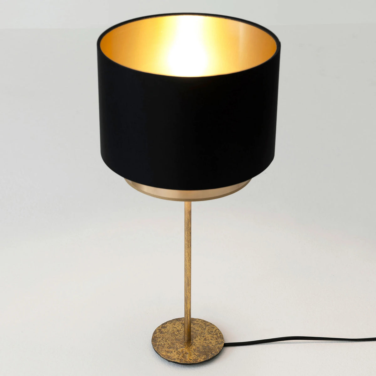 Holländer Tischleuchte Tischlampe Mattia Chintz schwarz gold Eisen Stoffschirm - 4250151346069