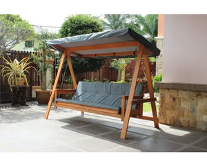 B-Ware Garden Place Hollywoodschaukel Gartenbank Elin Holz Braun Liegefunktion