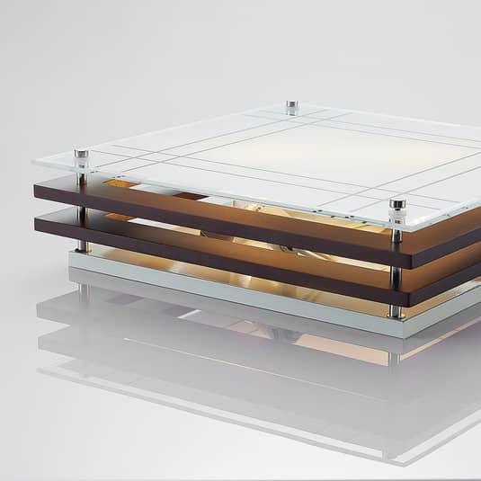 B-Ware Lindby Holz Deckenlampe Thees Deckenlicht Deckenleuchte Leuchte Kariertes Glas - 4251096557312