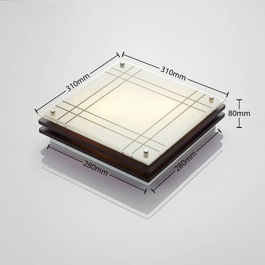 B-Ware Lindby Holz Deckenlampe Thees Deckenlicht Deckenleuchte Leuchte Kariertes Glas - 4251096557312