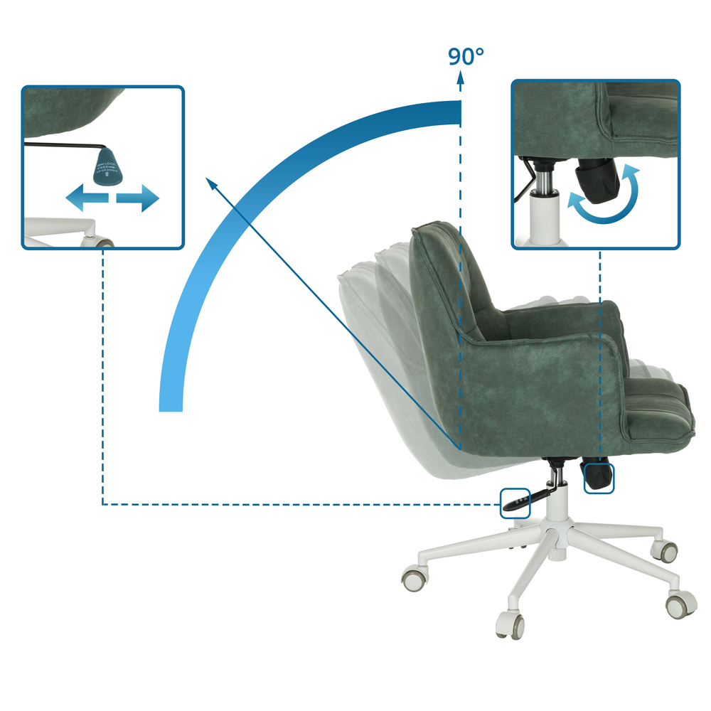 Hjh Living Drehstuhl Bürostuhl Home Office Stuhl Stoff Mint Armlehnen Hartboden B-Ware - 4064323038887