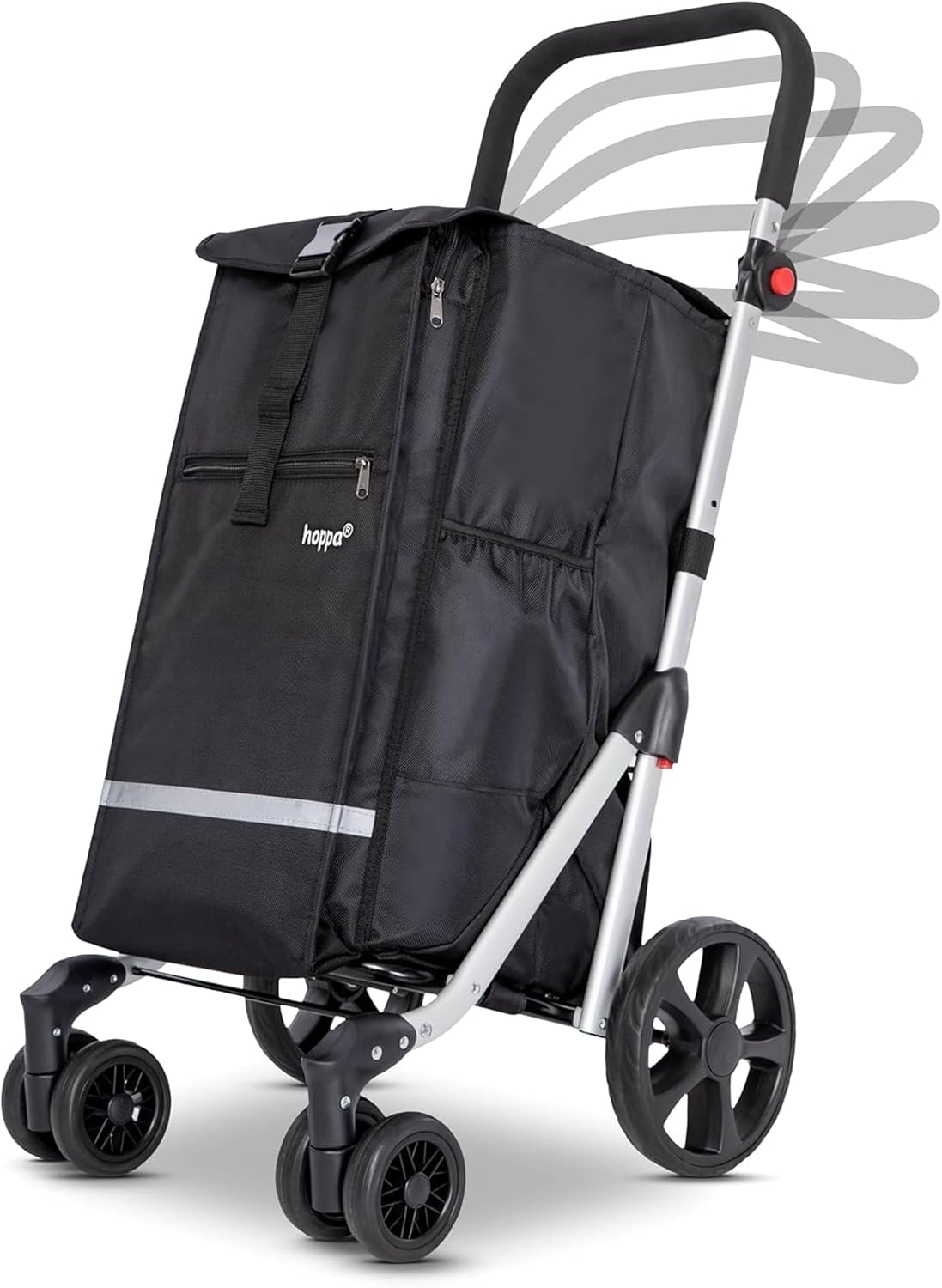 Hoppa Einkaufstrolley Einkaufswagen Trolley Schwarz Faltbar 74L 6 Räder 5 Tasche - 5038230168479