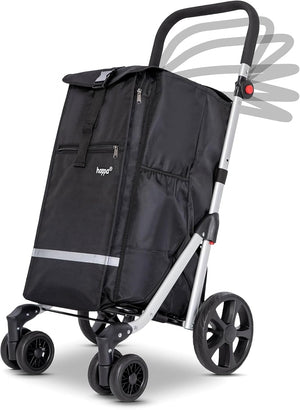 B-Ware Hoppa Einkaufstrolley Einkaufswagen Trolley Schwarz Faltbar 74L 6 Räder 5 Tasche