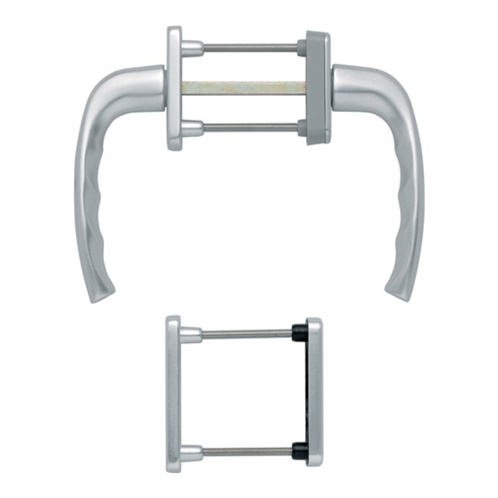 B-Ware Hoppe Balkongarnitur Set Türbeschlag Aluminium F1 Natur 63 73mm 7mm Vierkant - 4012789503098