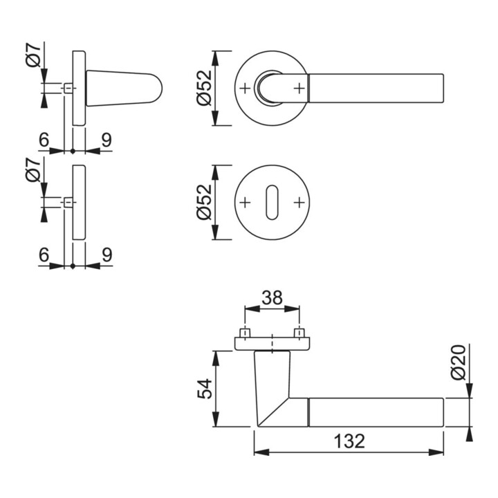 B-Ware Hoppe Drückergarnitur Rosettengarnitur Türgriff Lecce F49 F9 2 Aluminium Rund - 4012789166309