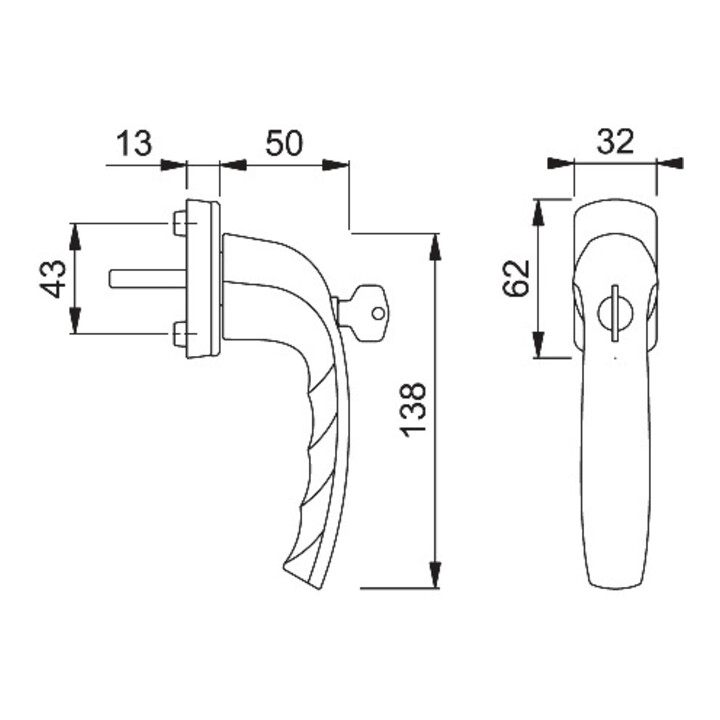 B-Ware Hoppe Fenstergriff Griff Fenster Alu F9016 32mm Abschließbar Tbt1 New York - 4012789518665