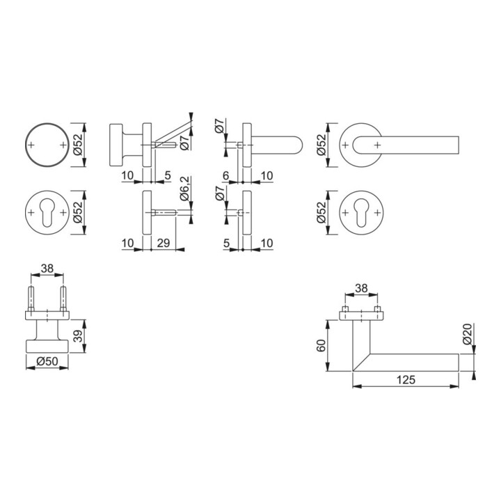 Hoppe Fs Garnitur Rosetten Türgriff Edelstahl Objekttür Fs E58/42 H/42 Hs/1400 B-Ware - 4012789516531
