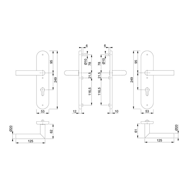 B-Ware Hoppe Schutzgarnitur Garnitur Türgriff Edelstahl Matt Amsterdam Fs E1400 F - 4012789344912
