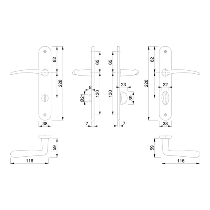 B-Ware Hoppe Langschildgarnitur Türdrücker Zimmertür Messing F71 Bad Sk Ol 78mm Rechts - 4012789625219