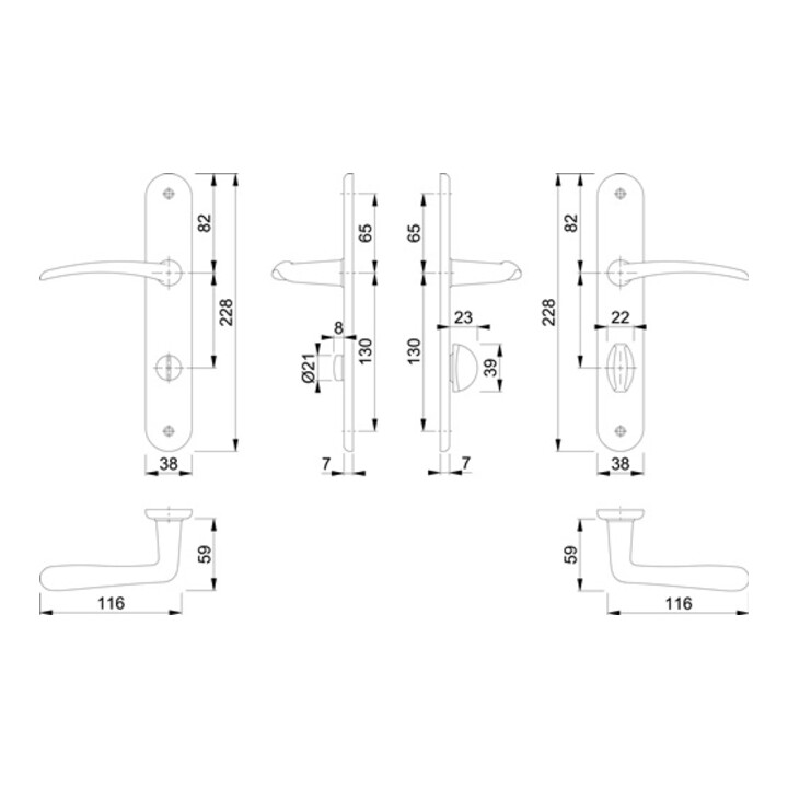 B-Ware Hoppe Langschildgarnitur Türbeschlag Messing Istanbul F41 Din Rechts 78mm - 4012789746259