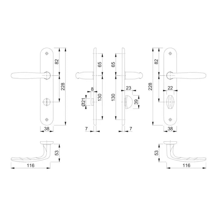 B-Ware Hoppe Langschildgarnitur Drückergarnitur Türklinke Roissy Messing F71 78mm - 4012789864076
