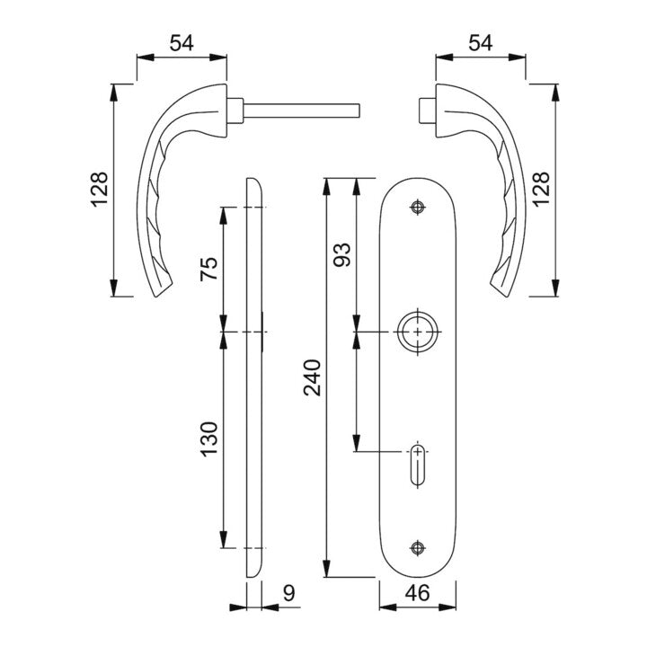 Hoppe Langschildgarnitur Tôkyô Türbeschlag DIN Innentür Aluminium Silber 5 STÜCK - 4012789204445