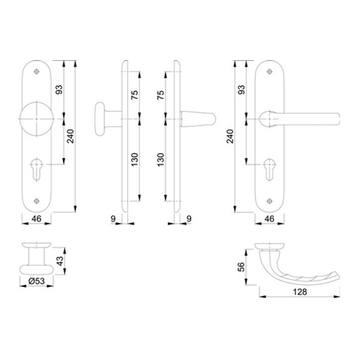 B-Ware Hoppe Langschildgarnitur Wechselgarnitur Türbeschlag Aluminium F1 Pz 72mm Din Lr - 4012789205305