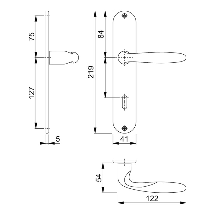 B-Ware Hoppe Langschildgarnitur Türbeschlag Verona M151/302 Ms F49 R Ob 72mm Din L/R