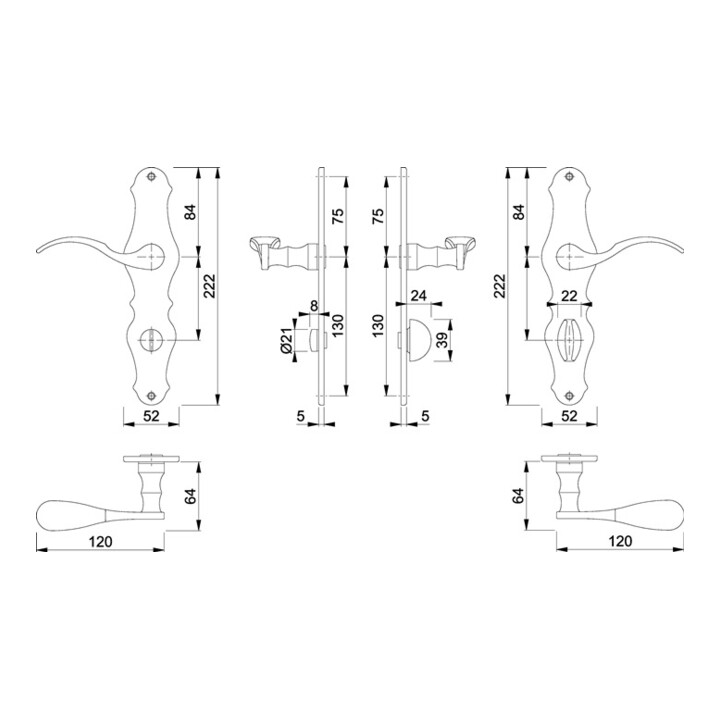 B-Ware Hoppe Langschildgarnitur Drückergarnitur Türbeschlag Messing F73 Weimar M112 Sln - 4012789624502