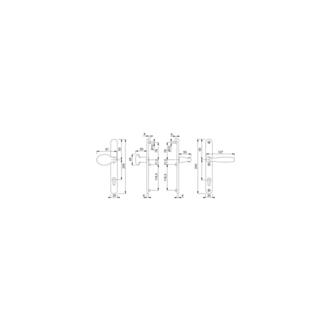 B-Ware Hoppe Profiltürgarnitur Wechselgarnitur Türklinke Knopf Aluminium Verkehrsweiß - 4012789495706