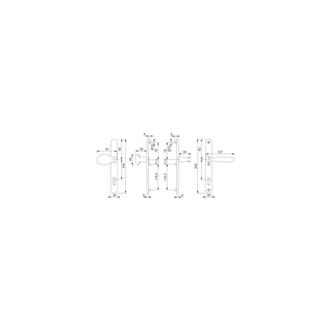B-Ware Hoppe Profiltürgarnitur Wechselgarnitur Türklinke Knopf Aluminium Verkehrsweiß - 4012789495706