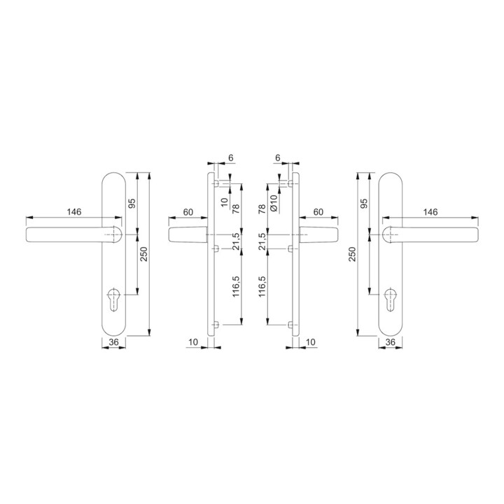Hoppe Drückergarnitur Türbeschlag Schmalschild Türklinke Pz 8 92 F9016 Ts 67 72 B-Ware