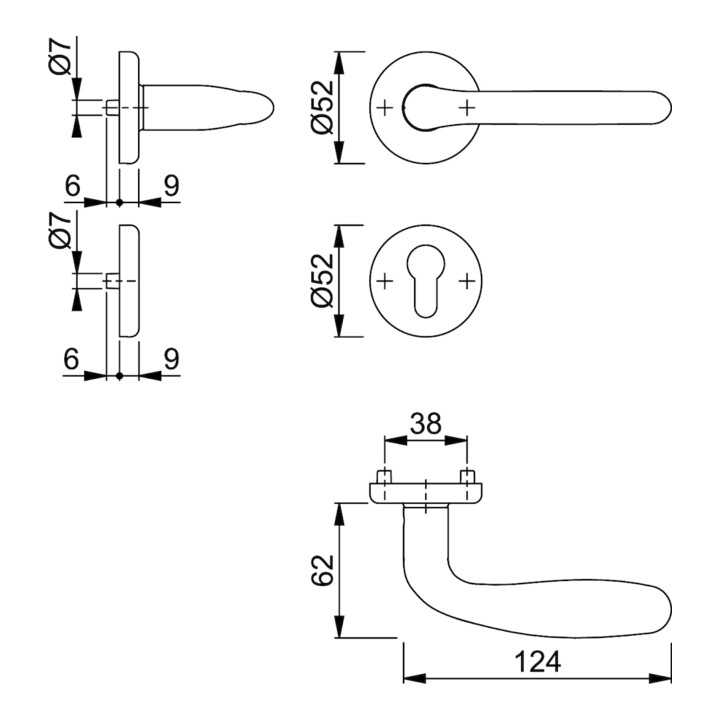 B-Ware Hoppe Drückergarnitur Türbeschlag Zimmertür Edelstahl F69 Pz Din Cardiff 37 42mm - 4012789343540