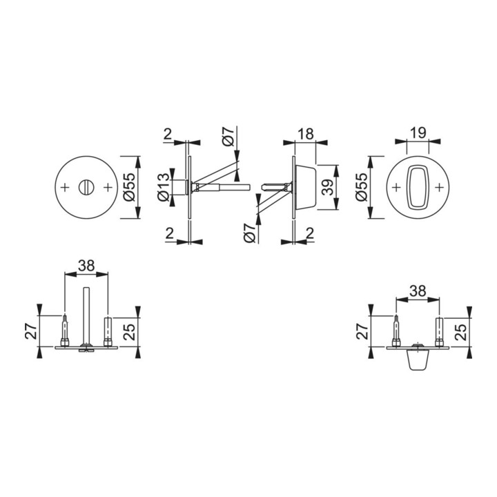 B-Ware Hoppe Schlüsselrosettenpaar Flachrosetten Innentür Edelstahl Rund Matt 1 Paar - 4012789841985