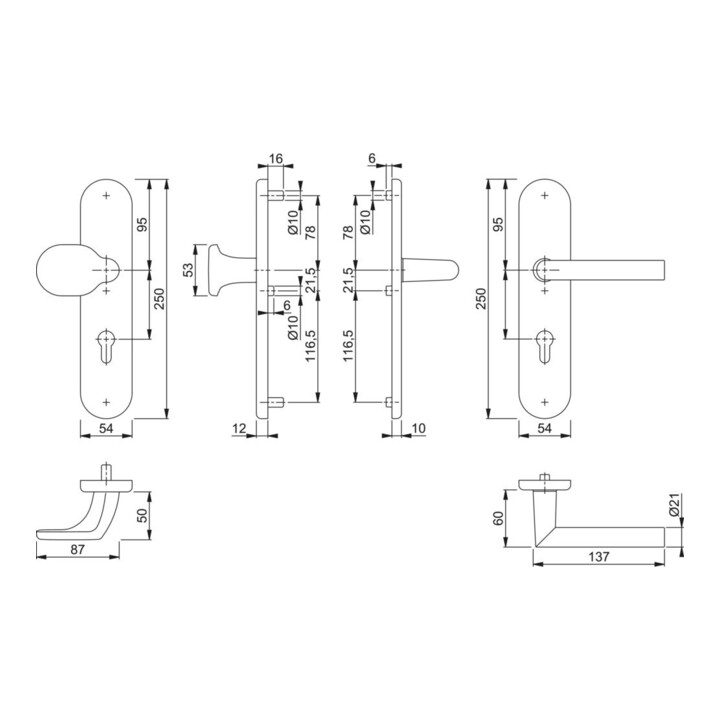 Hoppe Schutzgarnitur Wechselgarnitur Türbeschlag Aluminium F1 Pz 72mm 42 47mm B-Ware