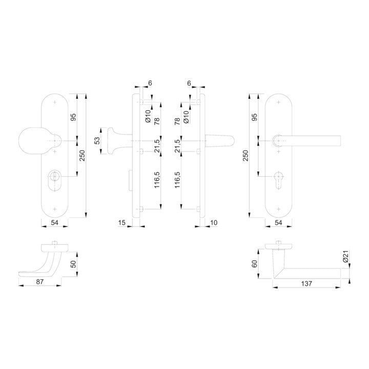 Hoppe Schutzgarnitur 86G/3332ZA/3310/14 Türbeschlag Aluminium F1 PZ 92mm 67-72mm - 4012789685688