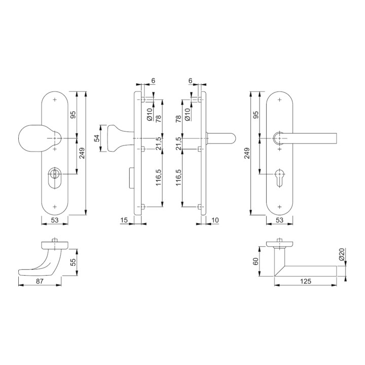 B-Ware Hoppe Schutzgarnitur Garnitur Türbeschlag Edelstahl F69 Matt 72mm 42 47mm - 4012789684513