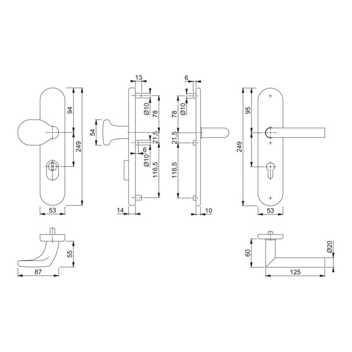 B-Ware Hoppe Schutzgarnitur Garnitur Türbeschlag Edelstahl F69 Matt 72mm 42 47mm - 4012789684513