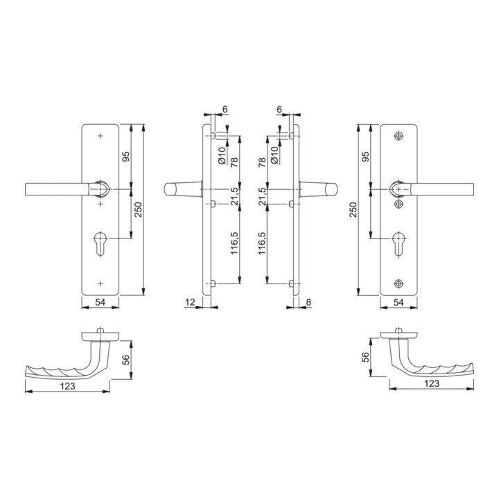 B-Ware Hoppe Drückergarnitur Schutzgarnitur Türbeschlag Aluminium F4 92mm 67 72mm Pz - 4012789079890
