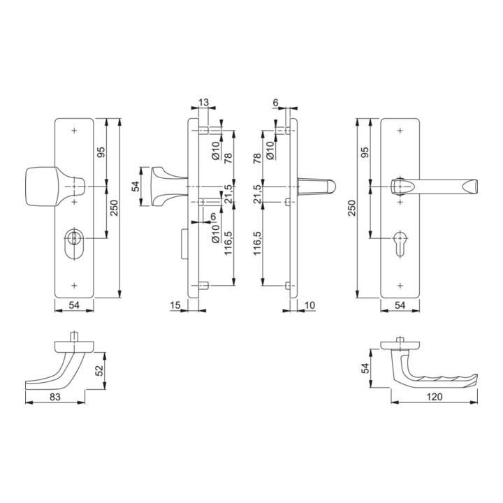 Hoppe Schutzgarnitur Beschlag Abschlusstüren F4 92mm 67 72mm Zylinderabdeckung B-Ware - 4012789700916