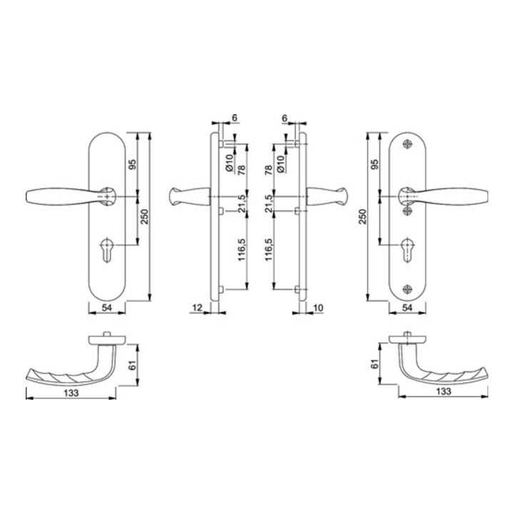 B-Ware Hoppe Schutzgarnitur Garnitur Türbeschlag Alu F1 Naturfarbig Pz 72mm 42 47mm - 4012789687316