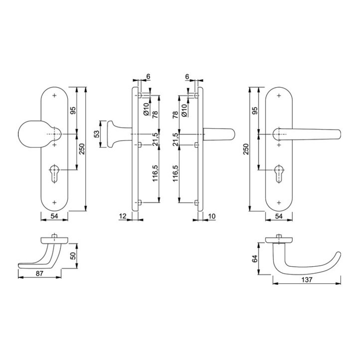 B-Ware Hoppe Schutzgarnitur Wechselgarnitur Türbeschlag Aluminium F1 San Francisco 72mm - 4012789759907