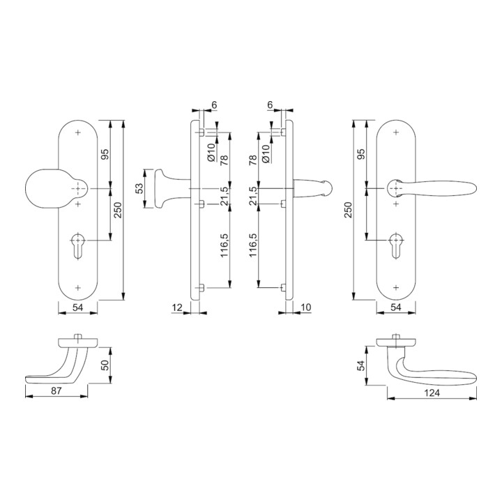 Hoppe Schutzgarnitur Wechselgarnitur Türbeschlag Aluminium F1 92mm 67 72mm B-Ware