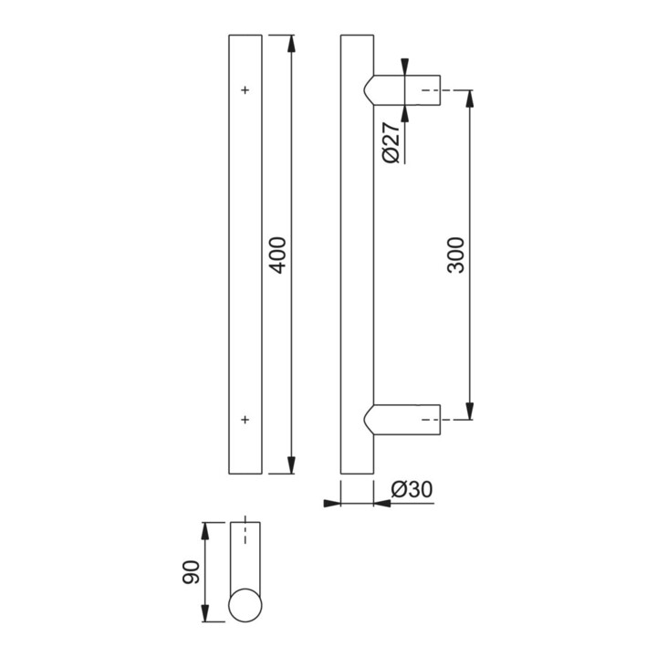 Hoppe Stangengriff Griffstange Türgriff Edelstahl F69 300mm Befestigungsset B-Ware - 4012789616798