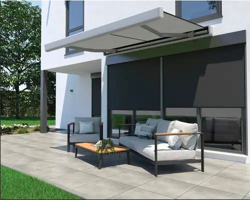 B-Ware Hornbach Kassettenmarkise Markise Sonnenschutz Levante Uni Grau 6x3m Motor Led - 4306517554897