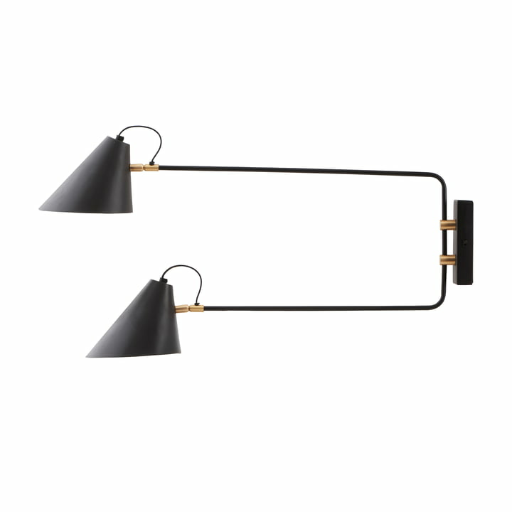 B-Ware House Doctor Club Wandleuchte Double Leselampe Nachttischlampe 2 Flammig Schwarz - 5707644447660