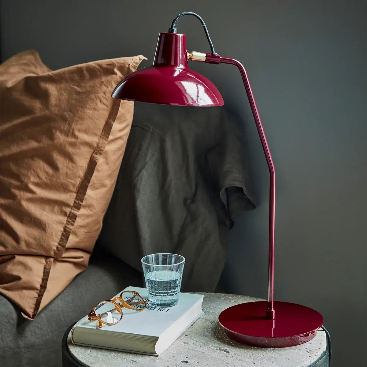 B-Ware House Doctor Tischleuchte Schreibtischlampe Rot Desk Leuchte E14 Messing Modern - 5707644888159