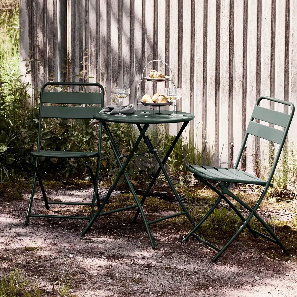 B-Ware House Doctor Bistroset Sitzgruppe Gartenmöbel Grün Metall Dreiteilig Outdoor - 5707644906686