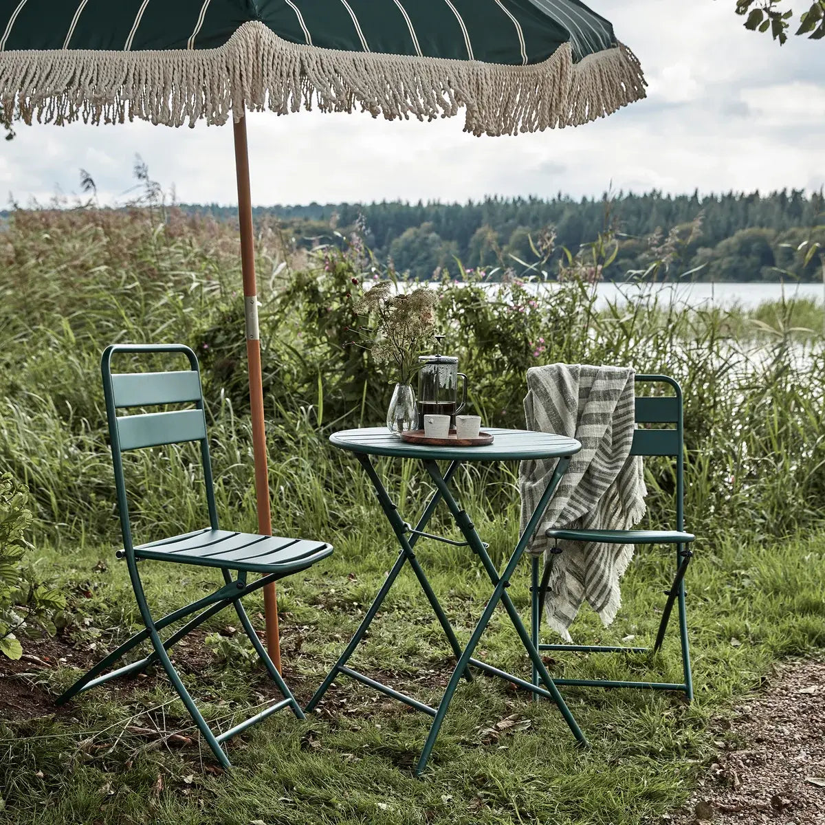 B-Ware House Doctor Bistroset Sitzgruppe Gartenmöbel Grün Metall Dreiteilig Outdoor - 5707644906686