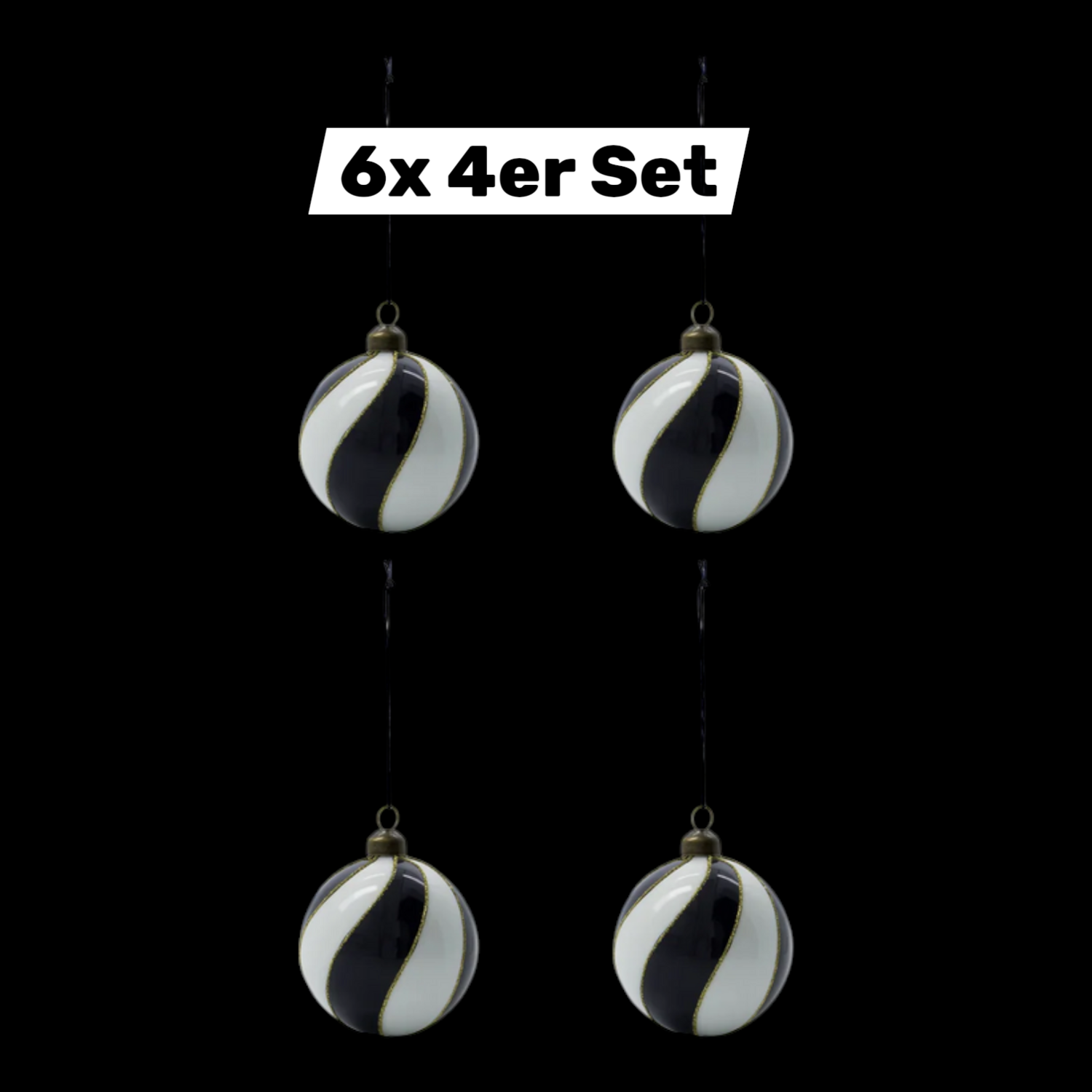 House Doctor Ornament Kugel Weihnachtsbaumschmuck Blattmuster Glas Braun 6x Set B-Ware - 5707644889897