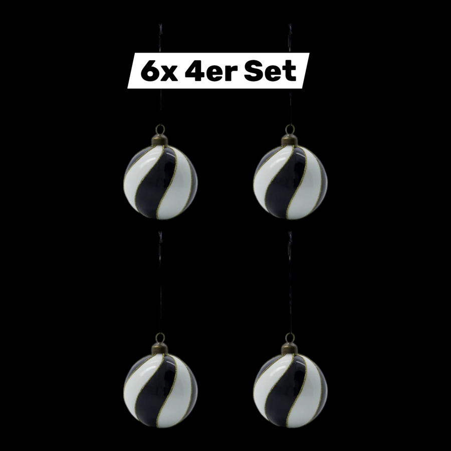 House Doctor Ornament Kugel Weihnachtsbaumschmuck Blattmuster Glas Braun 6x Set B-Ware - 5707644889897