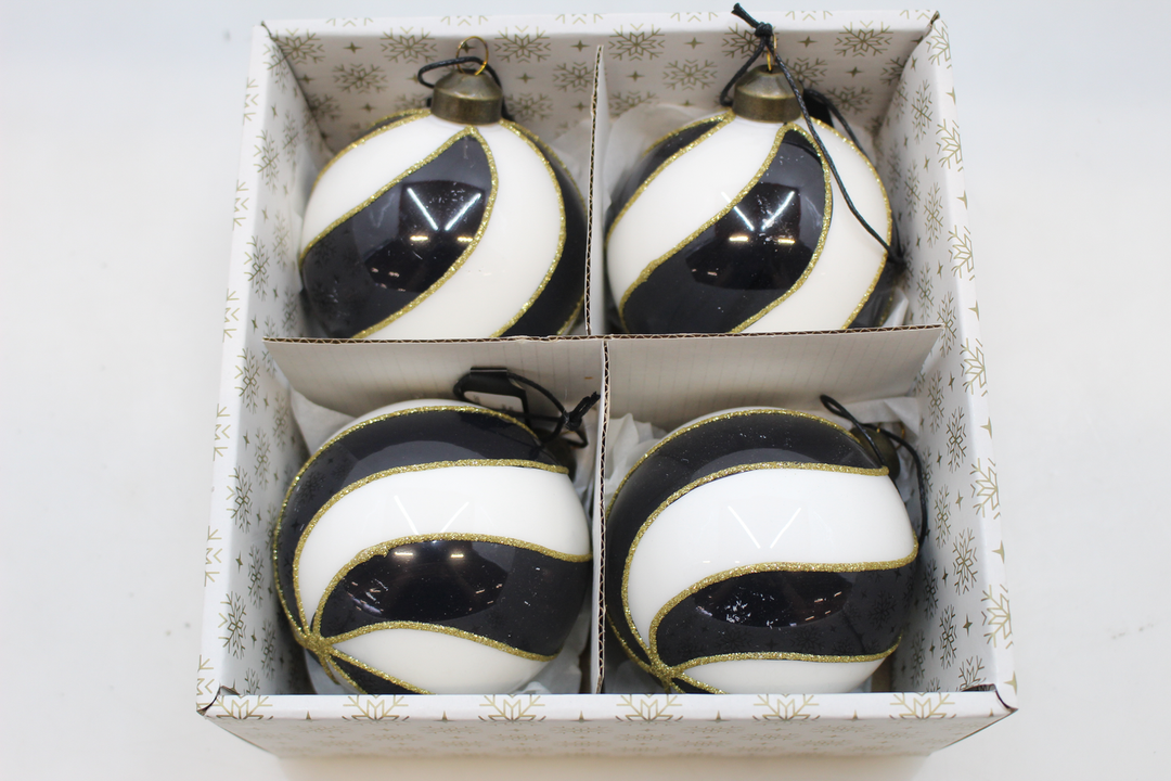 House Doctor Ornament Kugel Weihnachtsbaumschmuck Blattmuster Glas Braun 6x Set B-Ware - 5707644889897